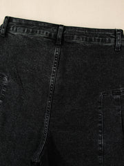 Pantalon en denim plissé à jambes larges à jambes plissées, lavis minéraux lavé - Miniatuur