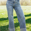 Ashleigh Blue Cuffed Straight Loose Jeans - Damesmode Afbeelding 1 - Foto 1