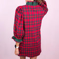 Red Plaid Ruffle Cuff Button Front Pocket Mini Dress - Foto 4