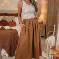 Chestnut Striped Colorblock Patchwork Sleeveless Casual Long Dress - Foto 2