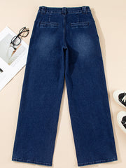 Snavsede blå Daily Fashion Straight Leg Mid-rise Shift Jeans - Miniatuur