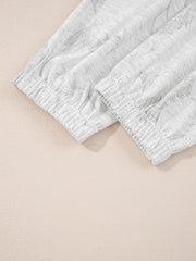 Light Grey Abstract Print Loose Drop Sleeve Hoodie Elastic Waistband 2pcs Pant Set - Miniatuur