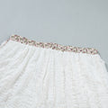 Wäiss Texturéiert Spëtzdetail Blummen-Stärpatch Zuchschnouer Casual Shorts - Foto 6