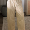 Apricot Stripe Ribbon Drawstring Waist Full-Length Shift Pant - Damesmode Afbeelding 2 - Foto 2