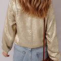 Pale Khaki Metallic Zip up Baseball Jacket - Foto 6