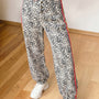 Brown Leopard Print Rainbow Striped Detail Buttoned Airy Jogger Jeans