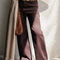 Coffee Loose Straight High Waist Solid Color Jeans - Foto 1