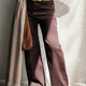 Coffee Luchtige Straight Hoge Taille Effen Color Jeans