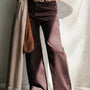 Jeans Coffee Larghi, Dritti, Vita Alta e Colore Solido