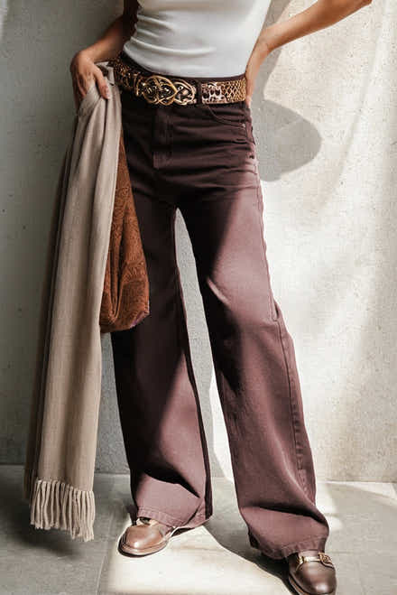 Coffee Locke Straight High Waist Einfarbige Jeans