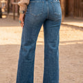 Ashleigh Blue High Waist Frayed Hem Flare Jeans - Damesmode Afbeelding 2 - Foto 2
