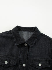 Chaqueta negra de manga corta con volantes y borde crudo - Damesmode Afbeelding 8 - Miniatuur