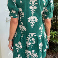 Black Frilled V Neck Puff Short Sleeve Floral Mini Dress - Damesmode Afbeelding 5 - Foto 5