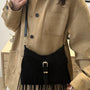Fringe Solid Color Shoulder Bag