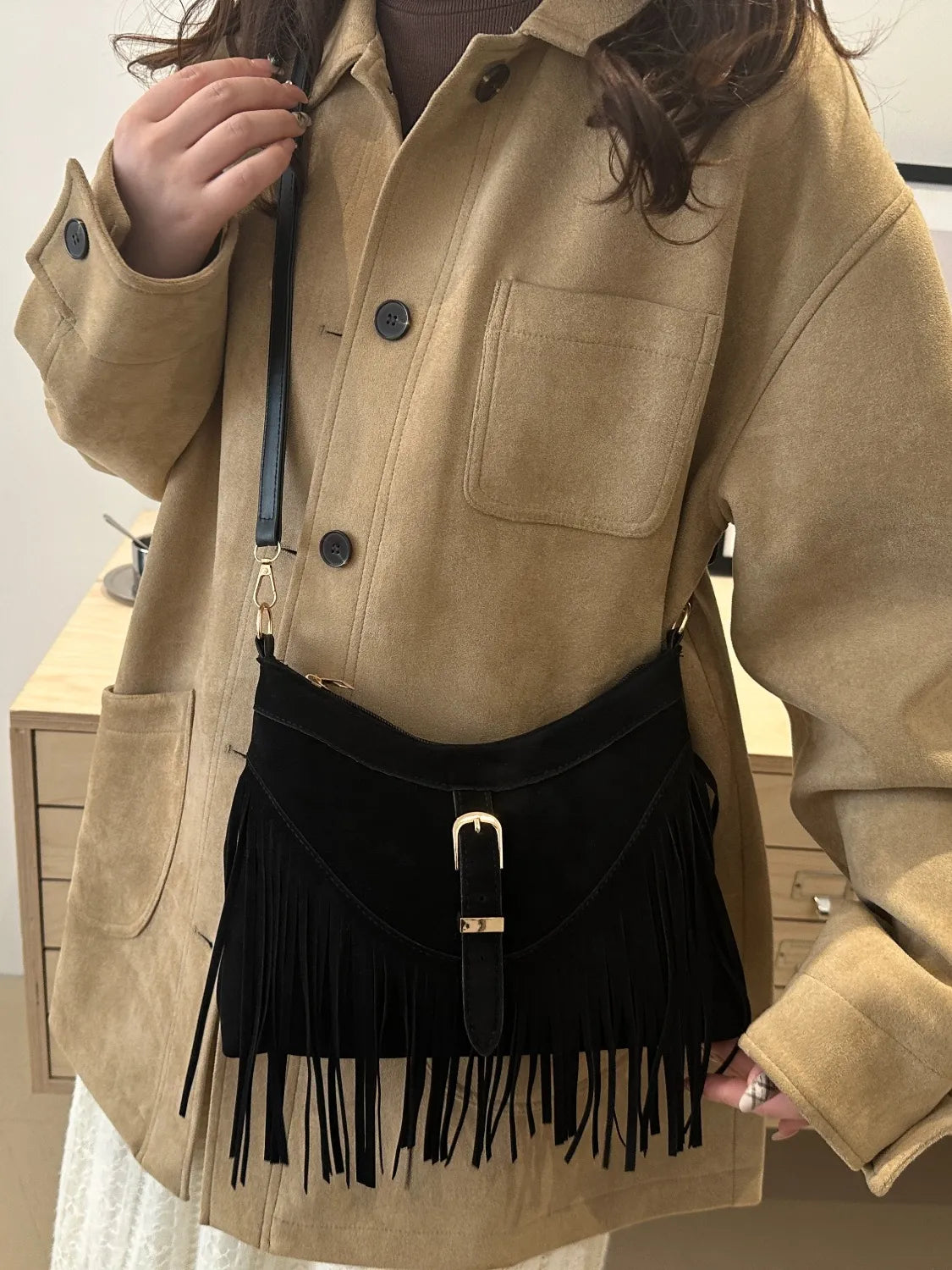 Fringe Solid Color Shoulder Bag - Exklusive Damenmode & Kleidung Kollektion | Redblad Deutschland