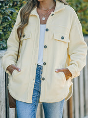 Giacca camicia beige con colletto abbassato e bottoni - Immagine Moda Femminile 3 - Miniatuur