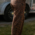 Brown Clear Seam Detail Patchwork Leopard Print Barrel Jeans - Damesmode Afbeelding 2 - Foto 2