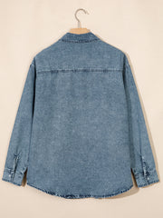Dusk Blue Western Long Sleeve Shirt Collar Tunic Denim Jacket - Miniatuur