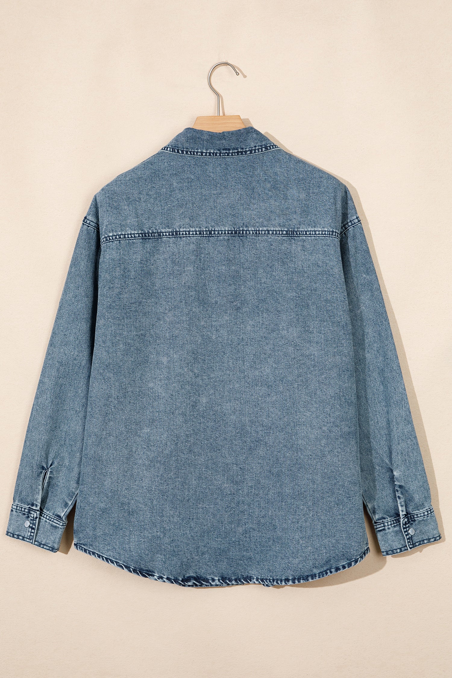 Dusk Blue Western Langarmhemdkragen Tunika-Jeansjacke