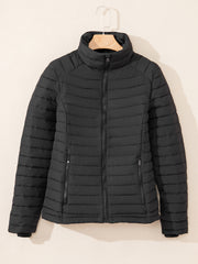 Chaqueta acolchada negra acolchada con cremallera - Damesmode Afbeelding 4 - Miniatuur