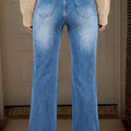 Ashleigh Blue Acid Washed Straight Leg Full Length Casual Jeans - Damesmode Afbeelding 5 - Foto 5