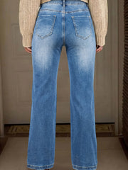 Ashleigh Blue Acid Washed Straight Leg Full Length Casual Jeans – Damesmode Afbeelding 5 - Miniatuur
