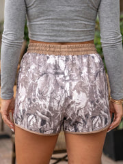 Khaki Camo Woodland Print Kordelzug Active Shorts - Miniatuur