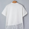 White Asymmetric Lace Hem Patchwork Tee - Foto 4