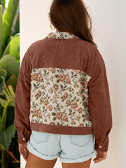 Veste Dearlovers Sage Green Sage Style chemise à motifs de fleurs retro à motifs de patchwork - Miniatuur