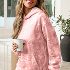 Gray Camouflage Woodland Print Oversized Sporty Hoodie - Thumbnail