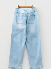 Myosotis Exposed Stitch Detail Drawstring Barrel Jeans - Miniatuur
