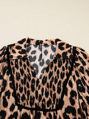 Abito midi fluido con stampa leopardata marrone, dettagli svolazzanti - Damesmode Afbeelding 6 - Miniatuur