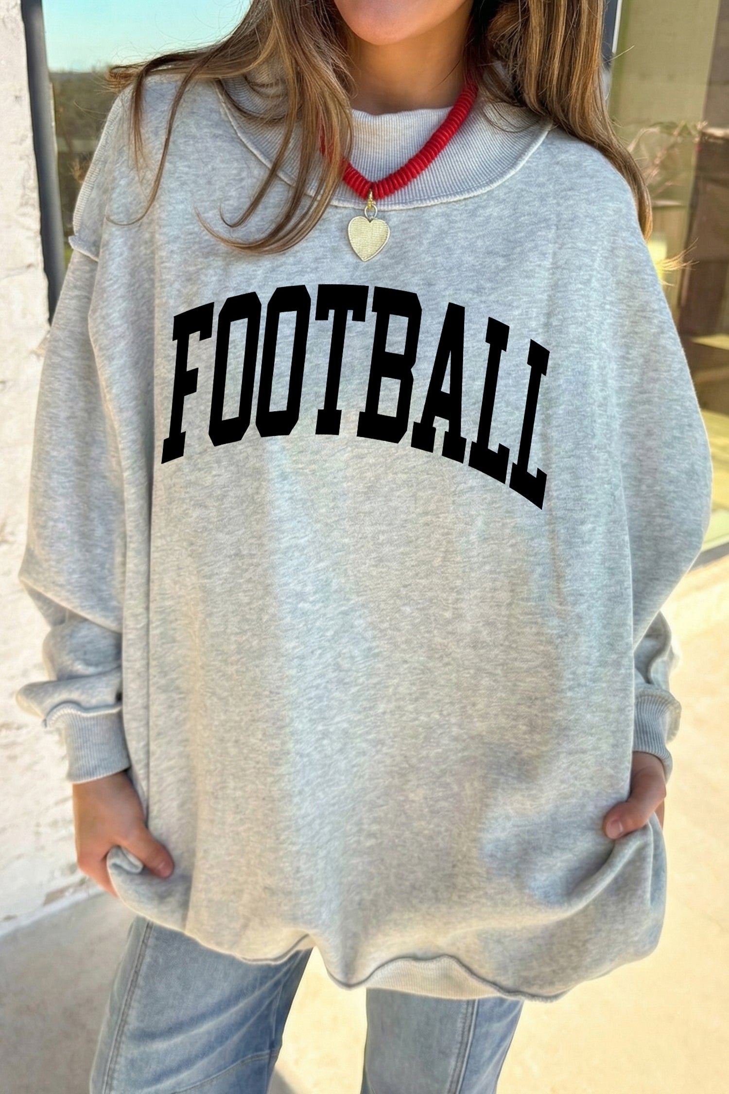 Hellgrauer FOOTBALL GAMEDAY doppelseitiger bedruckter hochausgeschnittener reversibler Pullover