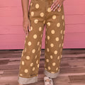 Sky Blue Polka Dot Ankle-Length Metal Button Casual Jeans - Foto 4