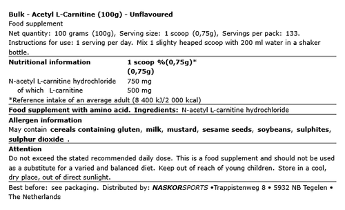 Acetyl L-Carnitine Powder - Bulk