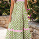 Maxikleid mit grünem Blumenmuster und gestreiftem Knotenträger