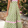Vestido Maxi de tirantes nudos con estampado floral verde con detalles de nudo