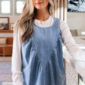 Myosotis Denim plissiertes Patchwork-Ärmelloses Oberteil - Foto 3