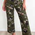 Gréng Vintage Blummenprint Quadrat-Patch Pocket Raw Hem Shift Jeans - Foto 3