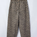 Khaki-Leopardenmuster mit Kordelzug, elastische Taille, lockere Jeanshosen mit Taschen - Foto 5