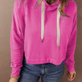 Sachet Pink, einfarbiger Hoodie mit Cut-Shoulder-Kordel und kurzem Kordel - Foto 1