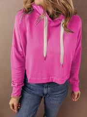 Påserosa Solid Shoulder Dragsko Kort hoodie - Miniatuur