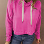 Påserosa Solid Shoulder Dragsko Kort hoodie