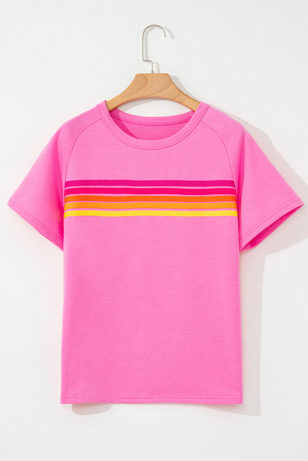 Beau Blue Striped Patch Front Casual Tee - Damesmode Afbeelding 6