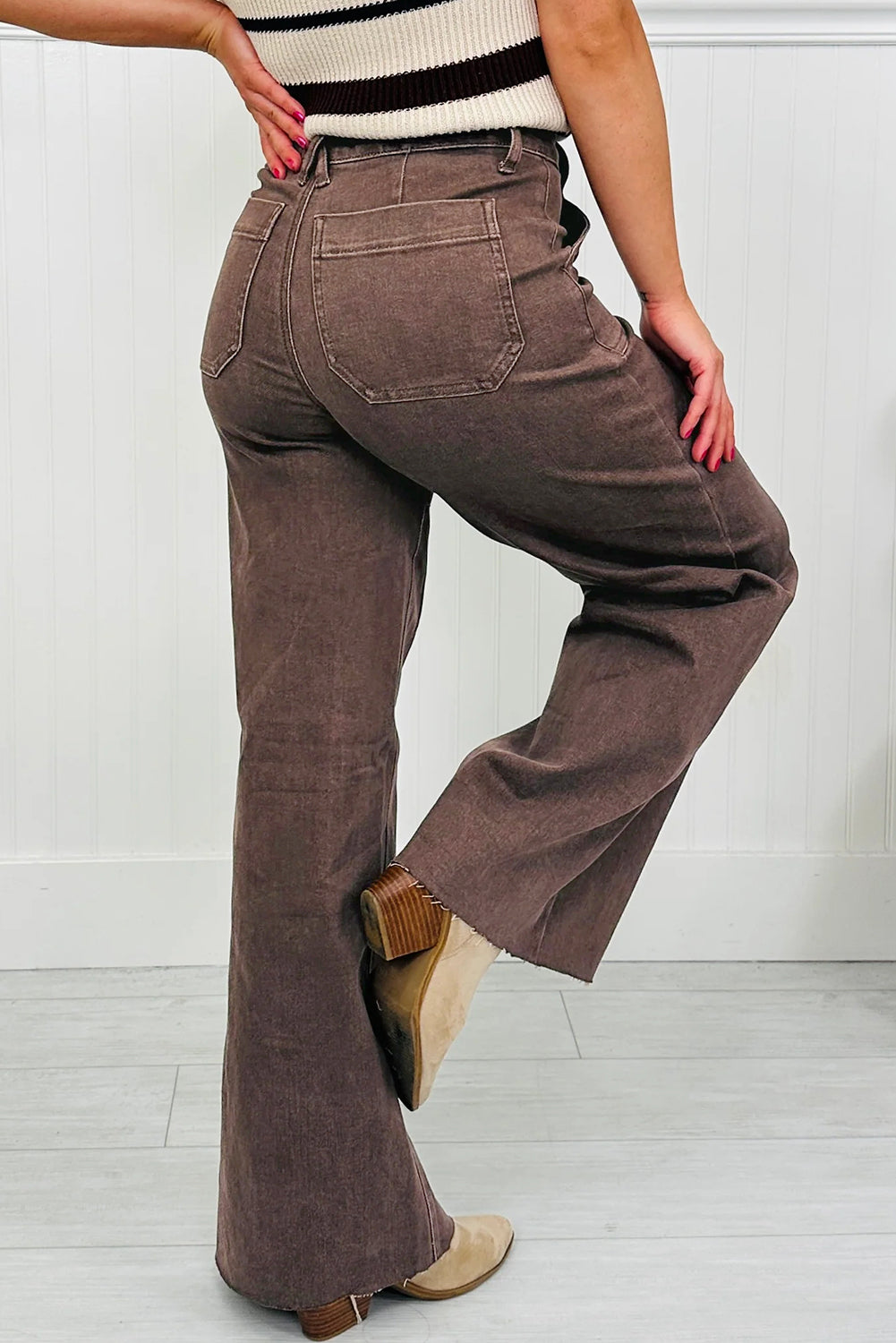 Dusk Blue Retro Washed Patch Pocket Stretchy Jeans