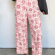 Pantaloni rosa vintage floreali in jeans shift