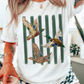 Wäiss Western Mallard Stripes gedréckte grafesch ronn Hals Casual T-Shirt - Foto 3