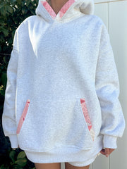 Sweat à capuche patchwork gris contrasté oversize - Miniatuur