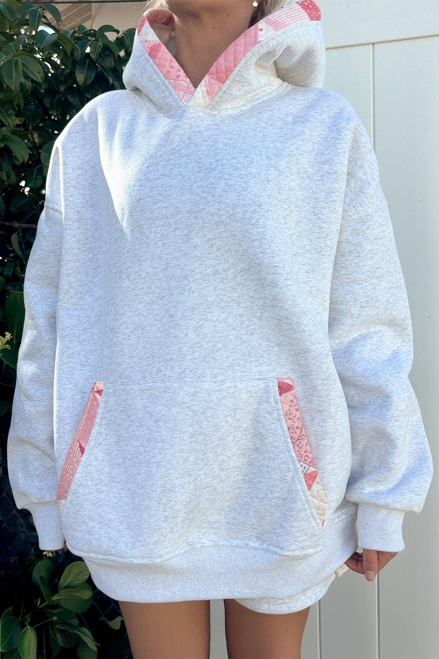Felpa oversize a topwork a contrasto grigio
