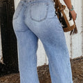 Beau Blue Turn-up Cuffs Womens Loose Jeans - Damesmode Afbeelding 2 - Foto 2